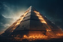 Futuristic Stadium In Saudi Arabia With Pyramids & Greek Ruins As Backdrop. Generative AI