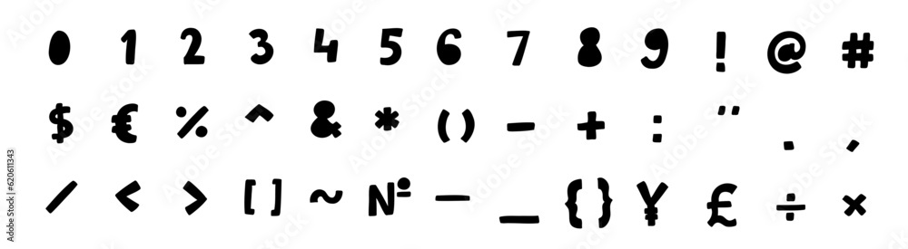 Scribble black special mathematical and other symbols and signs font 0 ...