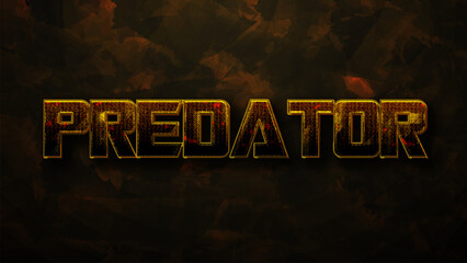 Sticker - Predator text, yellow color editable text effect on dark grunge textured background