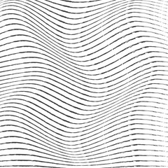 Aufkleber - abstract geometric black brush wave line pattern.
