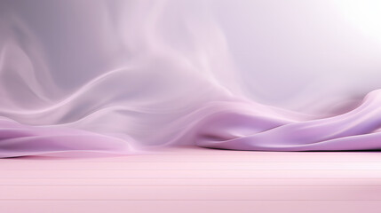 A beautiful abstract modern light lilac backdrop for a product presentation with a smooth floor and trailing smoke 
