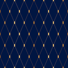Poster - Geometric gold seamless pattern. Golden geometry background for design prints. Delicate abstract diamond repeat texture. Repeated elegant stripe. Repeating modern stylish trellis. Vector illustration