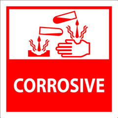 Wall Mural - Label Corrosive Sign On White Background