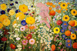 Colorful Beautiful Wildflowers Meadow Oil Painting