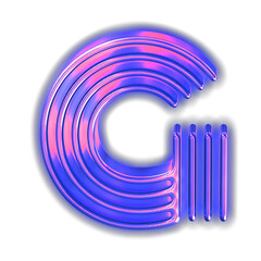 Purple luminous symbol. letter g