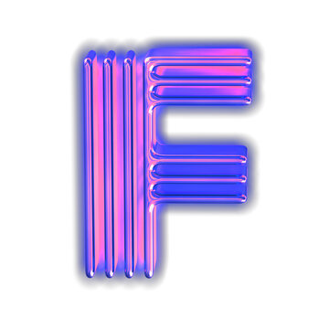 Purple luminous symbol. letter f