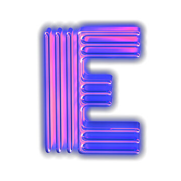 Purple luminous symbol. letter e