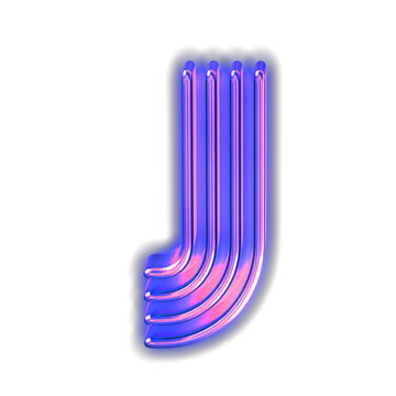 Purple luminous symbol. letter j