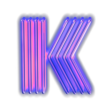Purple luminous symbol. letter k
