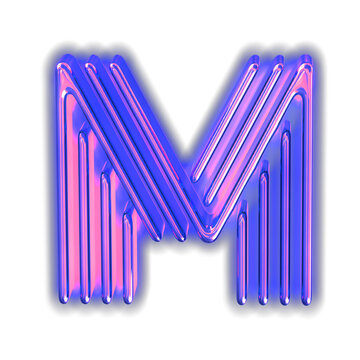 Purple luminous symbol. letter m