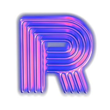 Purple luminous symbol. letter r