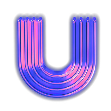 Purple luminous symbol. letter u