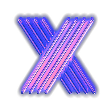 Purple luminous symbol. letter x