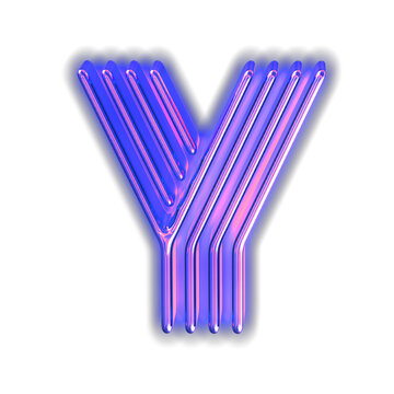 Purple luminous symbol. letter y