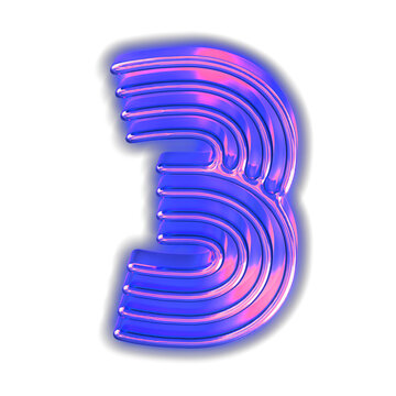 Purple luminous symbol. number 3