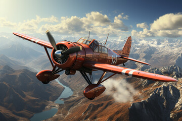 Aufkleber - A stunt plane performing daring aerobatic maneuvers in an airshow, thrilling spectators with loops, rolls, and spins.  Generative AI technology.