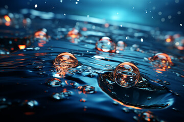 Poster - Raindrops falling on a lake, creating mesmerizing patterns and ripples on the water's surface.  Generative AI technology.