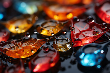 Poster - Raindrops on a spider's web, glistening like diamonds in the soft light.  Generative AI technology.