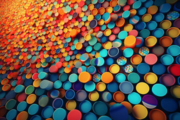 Poster - A captivating visual representation of a modern circle background filled with bold and vivid colors. Generative AI technology.