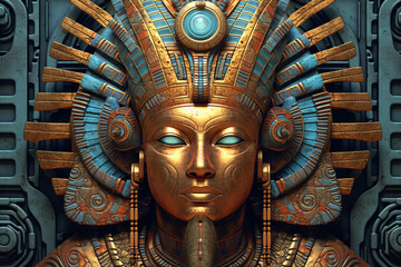 Aufkleber - Wisdom's Keeper: An abstract representation of an Egyptian God embodying wisdom and knowledge. Generative AI technology.
