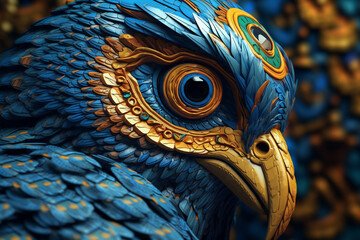 Poster - The image features intricate patterns and vibrant colors, symbolizing Horus' vigilant and all-seeing nature. Generative AI technology.