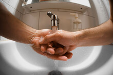 Washing Hand At Home Ordinary Routine Action 