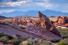 Rock Formations And Desert Landscape At Sunset, Valley Of Fire State Park, Nevada