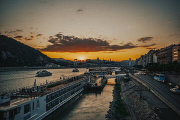 Poster - sunrise over the river