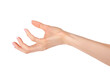 © Tanuha - Open woman hand on white background.