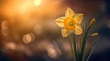 A Yellow Flower With A Blurry Background In The Foreground And A Blurry Background In The Background, With A Blurry Background Of Yellow Flowers.  Generative Ai
