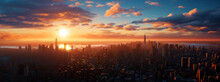 Sunset View Over The Big City. Generative Ai. 