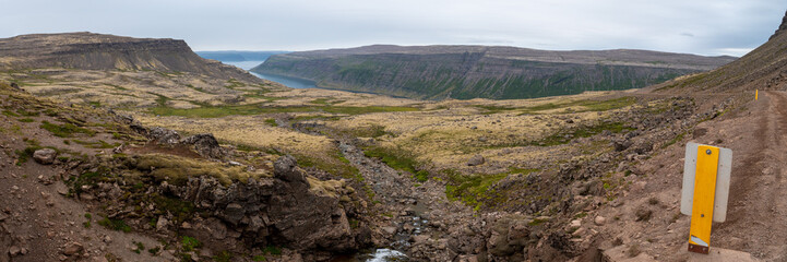 Wall Mural - Panoramic view of Iceland at summer season with mountains and dramatic clouds