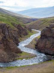 Wall Mural - Panoramic view of Iceland at summer season with mountains and dramatic clouds