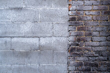 Stock Image Of Old Brick Wall Covered In Metallic Spray Paint