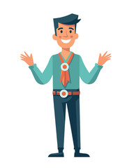 Poster - smiling character man, standing avatar icon