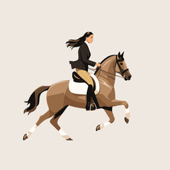 woman in suit riding horse vector flat isolated illustration