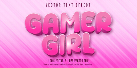 Wall Mural - Gamer girl text, cartoon style editable text effect