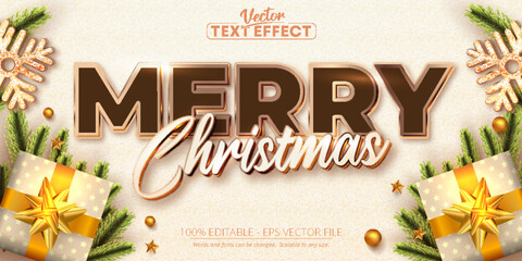 Poster - Merry christmas text, rose gold color style editable text effect