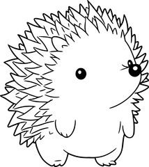 Wall Mural - Hedgehog vector illustration. Black and white outline Hedgehog coloring book or page for children