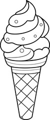 Wall Mural - Ice cream vector illustration. Black and white outline Ice cream coloring book or page for children