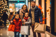 © VisualProduction - Family shopping for Christmas presents. Happy family with gifts. Christmas spirit and joy. Generative AI