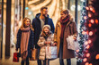 © VisualProduction - Family shopping for Christmas presents. Happy family with gifts. Christmas spirit and joy. Generative AI