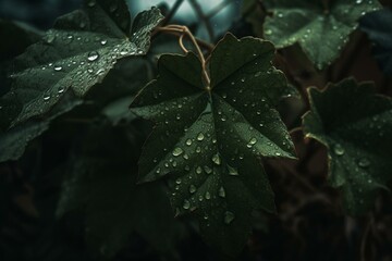Wall Mural - Rain-soaked grapevine foliage. Generative AI