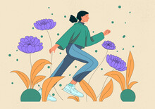  Illustration Of A Woman Running In The Park