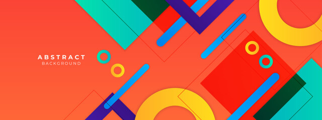 Colorful geometric shapes abstract modern technology background design. Vector abstract graphic presentation design banner pattern wallpaper background web template.