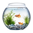 Fish Bowl Aquarium Isolated on Transparent Background - Generative AI
