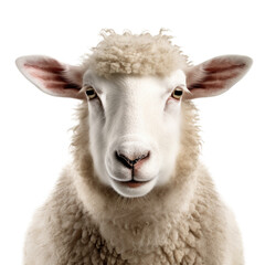 Wall Mural - Sheep Face Shot Isolated on Transparent Background - Generative AI
