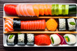 Exquisite Sushi Delights: A Fusion of Japanese Culinary Artistry and Fresh Seafood Sensations. generative AI