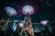 Night light from Singapore's Gardens by the Bay. Generative AI