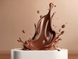 © Maule - Chocolate splash with podium, mockup background for drink product display